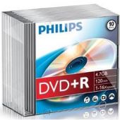 DVD+R , 4.7GB, 16X, carcasa slim, PHILIPS