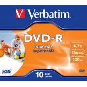 DVD-R , 4.7GB, 16X, carcasa jewel, printabil, VERBATIM Wide Photo Printable - ID Branded