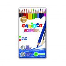 Creioane colorate, hexagonale, 12 culori/cutie metalica, CARIOCA Acquarell