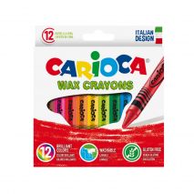 Creioane cerate rotunde, lavabile, 12 culori/cutie, CARIOCA Wax Crayons
