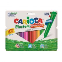 Creioane cerate triunghiulare, lavabile, 12 culori/cutie, CARIOCA Pastello Maxi