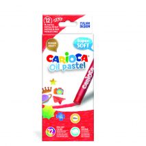 Creioane cerate rotunde, 12 culori/cutie, CARIOCA Oil Pastel Crayons Maxi