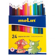 Creioane colorate, corp hexagonal, 24 culori/set, MOLIN Color Plus