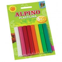 Plastilina standard, 6 + 2 neon x 17 gr./blister, ALPINO - 8 culori asortate
