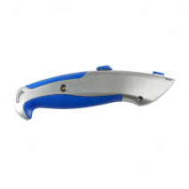 Cutter Optima Industrial, lama trapezoidala + 5 rezerve SK5, cu auto-incarcare, zinc cu rubber grip