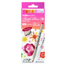 Carioca corp triunghiular, ARTLINE Supreme Green Leaves, varf flexibil (tip pensula), 6 cul/cut