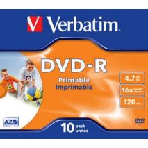 DVD+R , 4.7GB, 16X, carcasa jewel, printabil, VERBATIM Wide Photo Printable - ID Branded