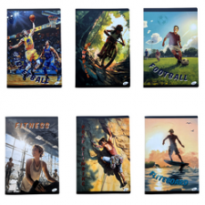 Caiet A4, 60 file, 80gsm, coperta carton 300gsm, design sports anime - dictando