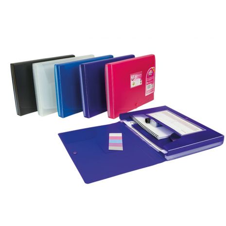 Mapa din plastic semitransparent, A4, cu capsa, cu burduf si 6 compartimente expandabile, PUKKA