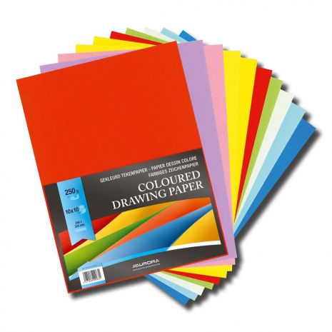 Carton color A4+, 250g/mp - 100 coli/top, AURORA Raphael - 10 culori intense