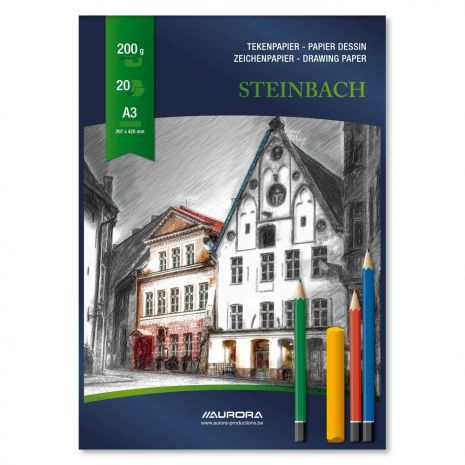 Bloc desen A3, 20 file - 200g/mp, AURORA Steinbach - carton alb