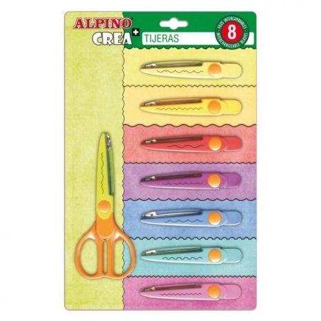Foarfeca copii, 13cm + 8 modele de taiere, in blister, ALPINO Crea