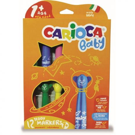 Carioca super lavabila, 12 culori/cutie, CARIOCA Baby Teddy 1+