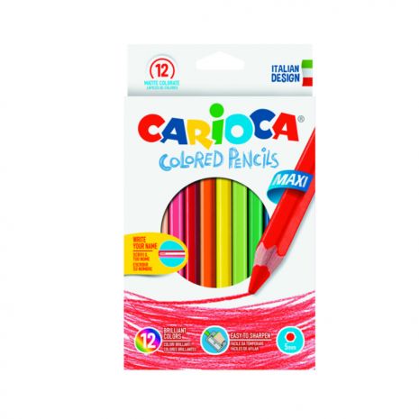 Creioane colorate, hexagonale, 12 culori/cutie, CARIOCA Maxi