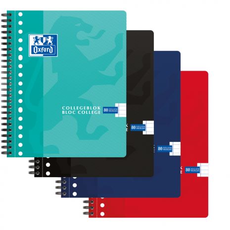 Caiet cu spirala A5, OXFORD School Collegebook, 80 file-90g/mp, liniat stanga - dictando