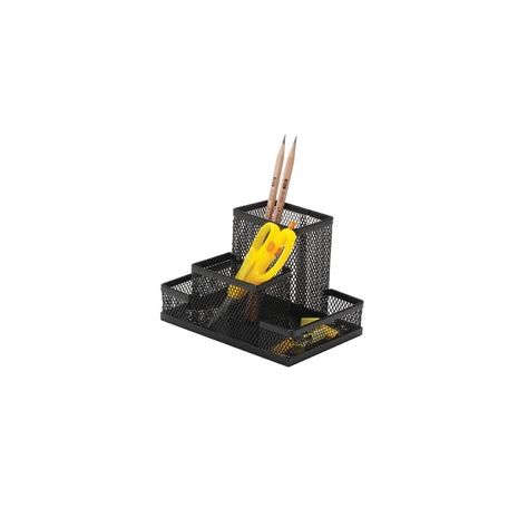 Suport metalic pentru accesorii de birou, 4 compartimente, Mesh