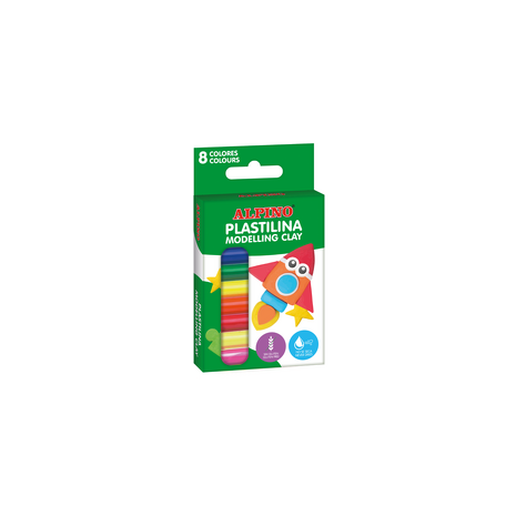 Plastilina standard, 6 + 2 neon x 12 gr./blister, ALPINO - 8 culori asortate