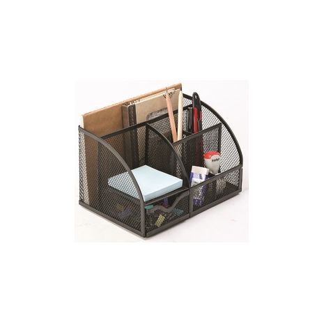 Suport metalic pentru accesorii de birou, 7 compartimente, Mesh