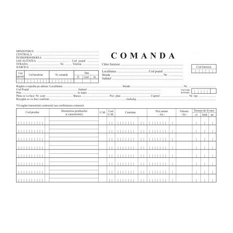 Comanda, A4, tipar fata/verso, 100 file/carnet