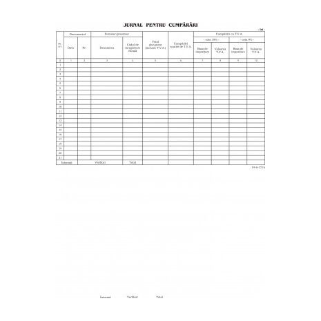 Jurnal pentru cumparari, A4, tipar fata, 100 file/carnet