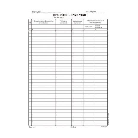 Registru inventar, A4, tipar fata, 100 file/carnet