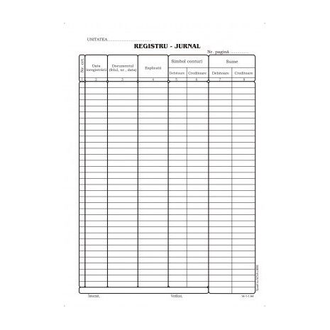 Registru jurnal, A4, tipar fata, 100 file/carnet